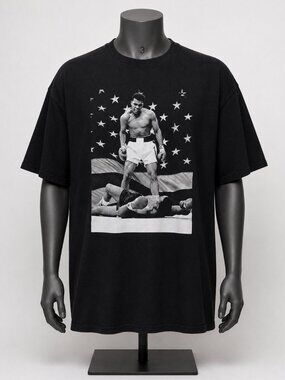 Muhammed Ali KO Stars & Stripes Men's Size 2XL Black Graphic T-Shirt EUC